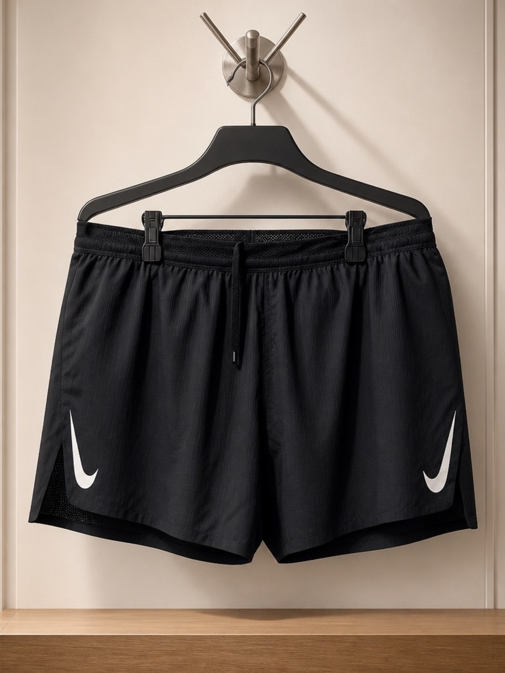 Nike Men  Black Athletic Shorts with White Swoosh size XL